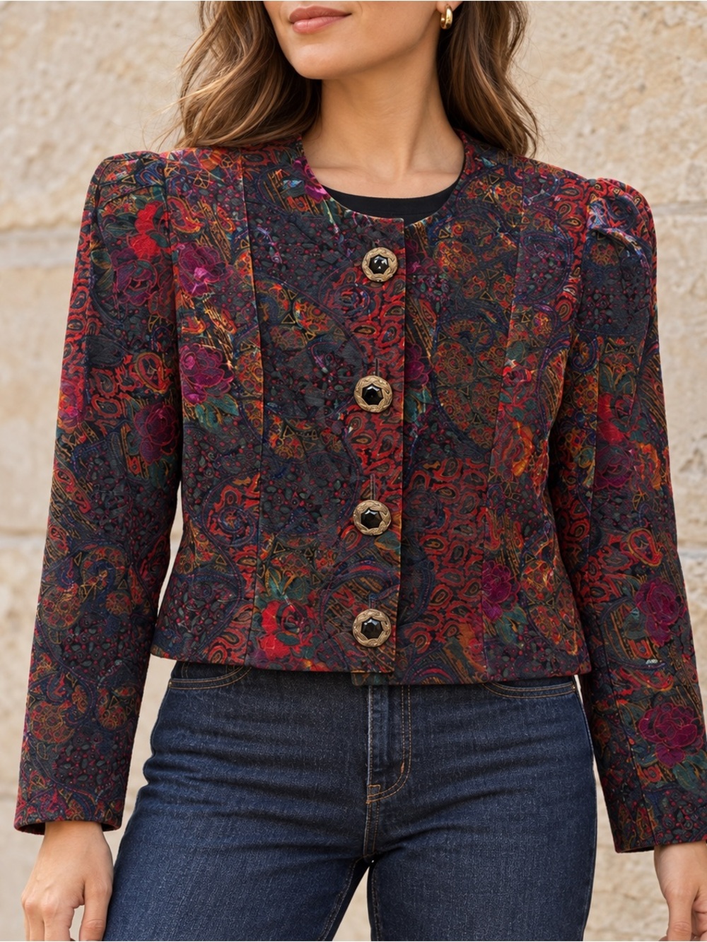 Vintage Multicolor Velvet Paisley Blazer - Kim Kelly